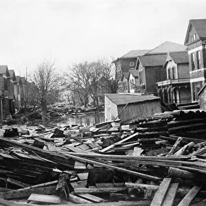OHIO: FLOOD, 1913. Flood damaged houses in Dayton, Ohio, after the Great Dayton Flood