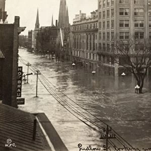 OHIO: FLOOD, 1913. Flood waters on Ludlow Street in Dayton, Ohio, during the Great Dayton Flood