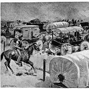 OKLAHOMA LAND RUSH, 1893. Homestead claimants rushing into the Cherokee strip