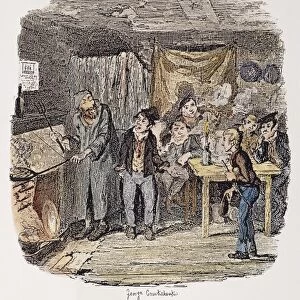 OLIVER TWIST, 1837-38. Oliver is introduced to the Respectable Old Gentleman (Fagin)