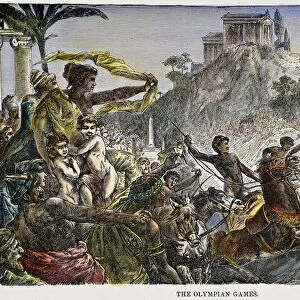 OLYMPIC GAMES, ANTIQUITY. A 19th century artists reconstruction of the Olympic Games of Greek antiquity: engraving