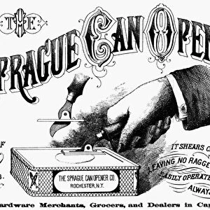 CAN OPENER ADVERTISEMENT. Late-19th century American newspaper advertisement