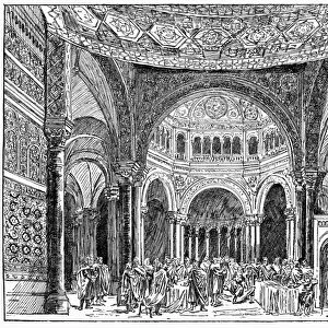 OPERA: PARSIFAL, 1882. Stage set for Act I Scene 3 of Richard Wagners opera, Parsifal
