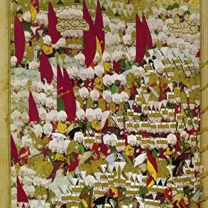 OTTOMAN TROOPS, 1526. Troops of the Ottoman Empire advancing toward the forces
