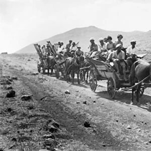 PALESTINE COLONISTS, 1920. Jewish colonists en route to a settlement in Palestine, 1920