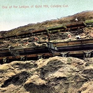 PANAMA CANAL, c1910. One of the ledges of Gold Hill, on the Culebra Cut, Panama Canal