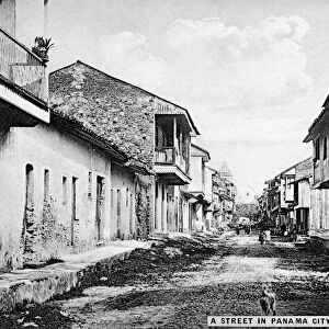PANAMA CITY, c1900. A street in Panama City, Panama, before the United States started