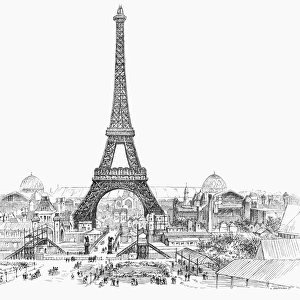 PARIS EXHIBITION, 1889. General view of the Paris Exhibition, from the Trocadero. Wood engraving, 1889