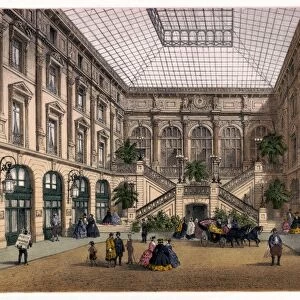 PARIS: HOTEL COURTYARD. The covered courtyard of the Hotel du Louvre, Paris, France