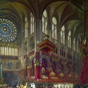PARIS: NOTRE DAME, 1841. The Baptism of the Count of Paris at Notre Dame. Oil on canvas by EugÔÇÜne Viollet-le-Duc, 1841, a few years before he began the restoration of the cathedral in Paris, France