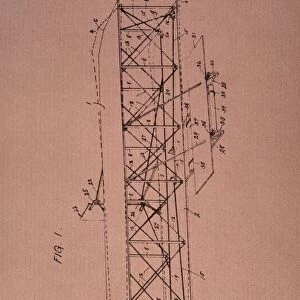 Patent drawing, dated 22 May 1906, for Orville and Wilbur Wrights flying machine (side view)