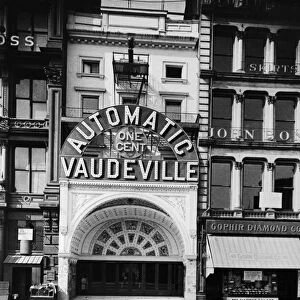 PEEP SHOW THEATER, 1890s. The Automatic One Cent Vaudeville, a peep show arcade