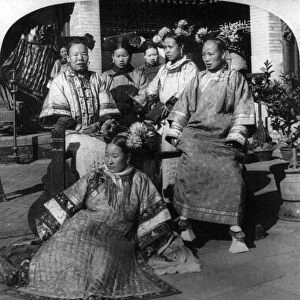 PEKING: MANCHU, c1901. Group of Manchu women at the London Mission, Peking, China