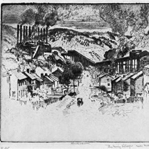 PENNELL: MAUCH CHUNK, 1909. The mining village near Mauch Chunk. Etching by Joseph Pennell