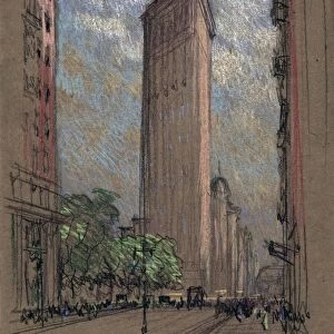 PENNELL: NEW YORK CITY. The Flatiron Building in New York City. Drawing by Joseph Pennell