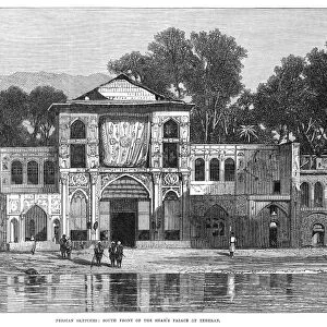 PERSIA: TEHRAN PALACE, 1873. The south front of the Persian Shahs palace at Tehran