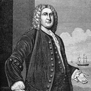PETER FANEUIL (1700-1743). American merchant. Wood engraving, 19th century