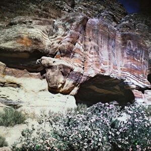 PETRA, TRANSJORDAN: CAVE. Cave in Petra, Transjordan. Photograph, early 20th century