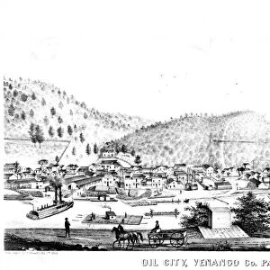 PETROLEUM: OIL CITY, 1864. A view of Oil City, Pennsylvania, refining and shipping