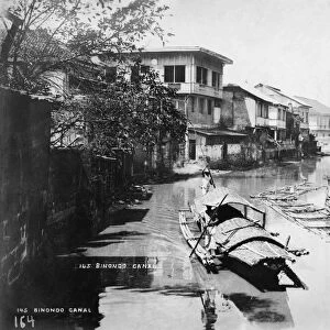 PHILIPPINES, c1900. A view of the Binondo Canal in Manila, Philippines. Photograph