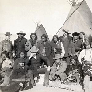 PINE RIDGE RESERVATION. Group portrait of Lakota Sioux chiefs and white U. S. officials