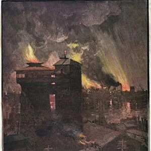 PITTSBURGH: FURNACES, 1885. The blast furnaces of Pittsburgh, Pennsylvania, at night. Wood engraving, American, 1885