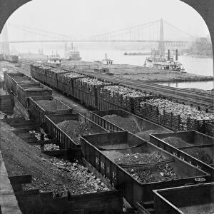 PITTSBURGH: STEEL MILL. Railroad cars filled with iron ore and coke at a steel mill in Pittsburgh