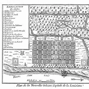 Plan of New Orleans, Louisiana, 1718-1720: engraving, French, 1753
