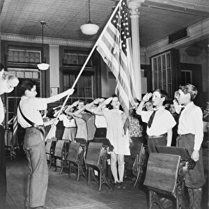 PLEDGE OF ALLEGIANCE, 1943. Students at an elementary school in an Italian-American