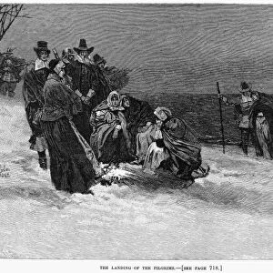 PLYMOUTH ROCK: LANDING. The Landing of the Pilgrims at Plymouth Rock in December 1620