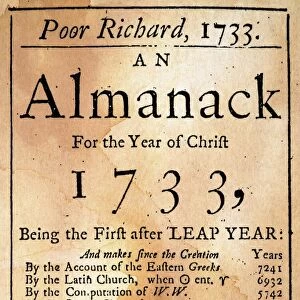 POOR RICHARDs ALMANACK. Title-page of the first edition of Benjamin Franklins Almanack