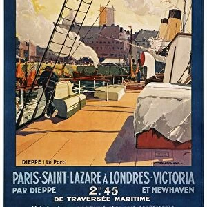 Poster for the Chemin de Fer de l Etat and Southern Railway, c1925, promoting the Newhaven-Dieppe crossing of the English Channel