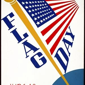 POSTER: FLAG DAY, 1939. Poster advertising a flag day celebration in Elmhurst, Illinois