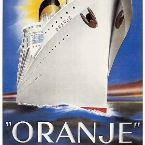 Poster by Jean Walther, 1939, for the Dutch liner Oranje, launched, just before World War II, for the route from Amsterdam to Batavia (now Jakarta), Java