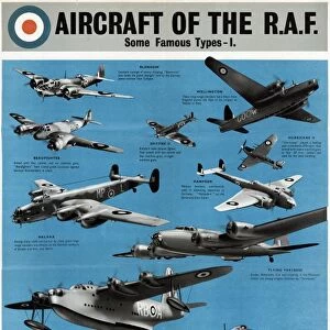 POSTER: ROYAL AIR FORCE. Poster illustrating the various aircraft of the British Royal Air Force