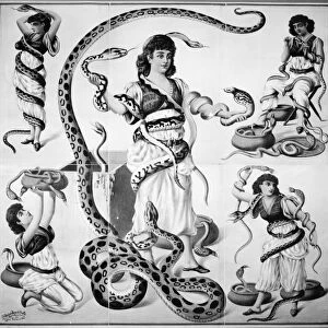 POSTER: SNAKE CHARMERS. American circus poster, 1892