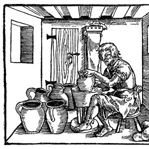 POTTER, 1537. Woodcut from a German translation of Polydore Vergils De Inventoribus Rerum