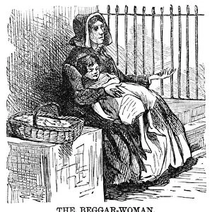 POVERTY, 1868. The beggar-woman. Engraving, 1868