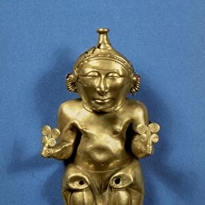 PRE-COLUMBIAN GOLD. Female figurine. Columbia, Quimbaya