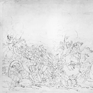 Preliminary drawing by John Trumbull for his painting of the Battle of Princeton, New Jersey, 3 January 1777