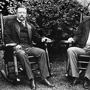 PRESIDENTIAL CAMPAIGN, 1904. A widely reproduced photograph of the Republican nominees, Theodore Roosevelt, left, and Charles W. Fairbanks, modeled on the campaign photograph of 1896
