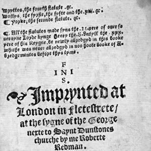 PRINTING: ENGLISH, 1590. Printers page, English, 1590