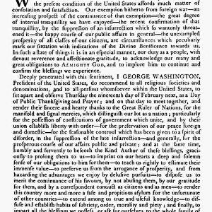 Proclamation, 1795, by George Washington of a Day of Public Thanksgiving