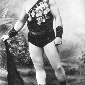Professor Attila, an American circus strong man. Photographed c1900