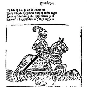 PROLOGUE: THE KNIGHT. Woodcut from the Prologue to Geoffrey Chaucers Canterbury Tales