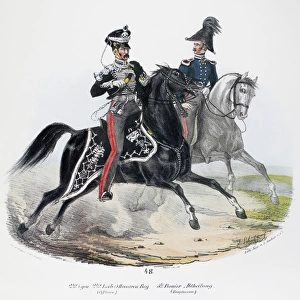 PRUSSIAN SOLDIERS, 1830. Officer of the Second (called Second Life) Hussar Regiment