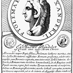 PTOLEMY XI (115-80 B. C. ). Called Ptolemy Alexander II. King of Egypt, 80 B. C. Medallion of Ptolemy XI (incorrectly identified here as Ptolemy X). Copper engraving, 17th century
