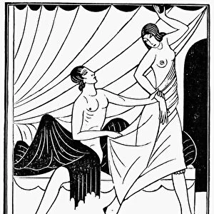 PYGMALION AND GALATEA. Wood engraving, 1930, by Eric Gill