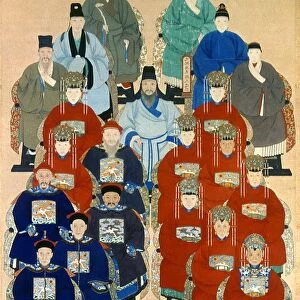 Qing dynasty ancestory portrait. Ink and color on paper, late 18th century, by unknown artist