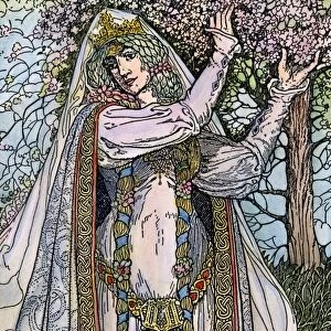QUEEN GUINEVERE, 1923. Queen Guinevere Goes A-Maying. Illustration by Louis Rhead
